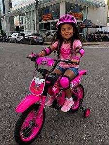 BICICLETA ARO (16) FEMININA TIPO MOTO CROSS COR ROSA FREIO V-BRAKE SEM MARCHA UNITOYS
