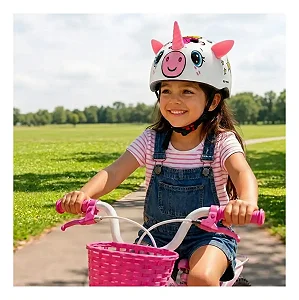 CAPACETE INFANTIL GTA INMOLD UNICORNIO BRANCO/ROSA TAMANHO P (52-56)