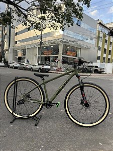 BICICLETA MTB ARO (29) VELOOH START 7 VELOCIDADES (1X8) FREIO A DISCO HIDRÁULICO TAMANHO 17 (M) COR VERDE MILITAR