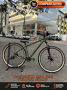 BICICLETA MTB ARO (29) VELOOH START 8 VELOCIDADES (1X8) FREIO A DISCO HIDRÁULICO TAMANHO 17 (M) COR VERDE MILITAR