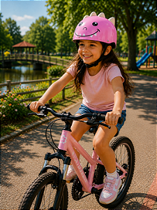 CAPACETE INFANTIL DINOSSAURO ROSA TAMANHO (48-54)