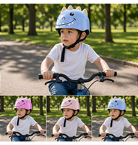 CAPACETE INFANTIL DINOSSAURO AZUL TAMANHO (48-54)