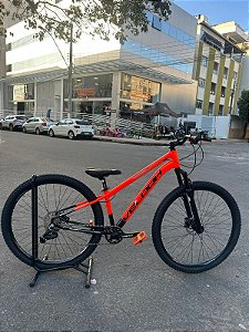 BICICLETA MTB ARO (29) VELOOH START 8 VELOCIDADES (1X8) FREIO A DISCO HIDRÁULICO TAMANHO 13 (PP) COR LARANJA NEON/PRETO