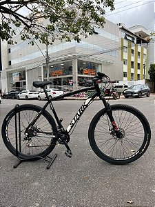 BICICLETA MTB ARO (29) STARK KIT 21 VELOCIDADES FREIO DISCO MECÂNICO TAMANHO (21) COR PRET/BRANCO (USADA)