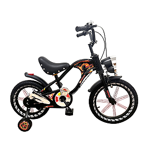 BICICLETA INFANTIL ARO 16 MASCULINA FIRE CHOPPER PRETA COM RODINHAS UNITOYS
