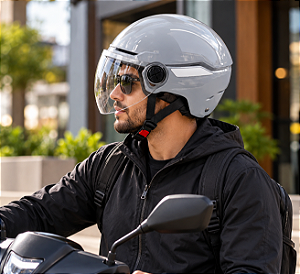 CAPACETE URBAN BIKE ELÉTRICA/SCOOTER COM VISEIRA COR CINZA TAMANHO (55-62)