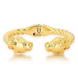 Bracelete Ponteira Tigre Banhado a Ouro