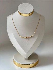 Colar Choker Pedra Morganita