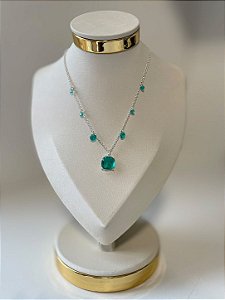 Colar Chocker Cristal Verde