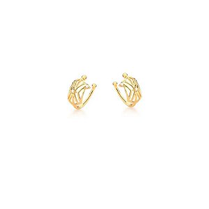 Piercing de Orelha Geometrico e Zircônias Banhado a Ouro