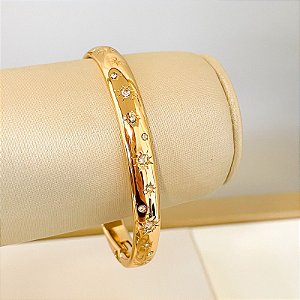 Bracelete Estrela com Strass Banho de Ouro