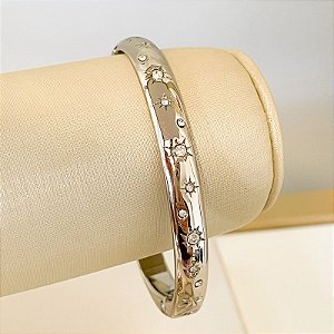 Bracelete Estrela com Strass Banho de Ródio