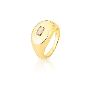 Anel PLUS SIZE Oval com Cristal Retangular Aro 26