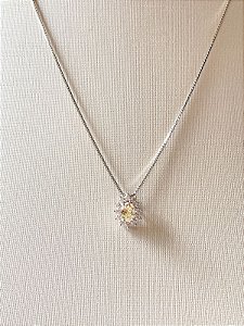 Colar Oval Yellow Fancy Cravação Princesa Prata 925