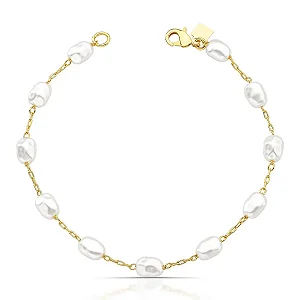 Pulseira com Pérolas Ovais Intercaladas