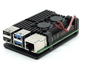 Case Metal Para Raspberry Pi 4 Com Cooler Duplo