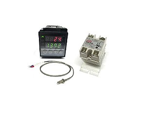 Kit Controlador de Temperatura REXC100 + SSR-40DA Com Sensor Termopar Tipo K