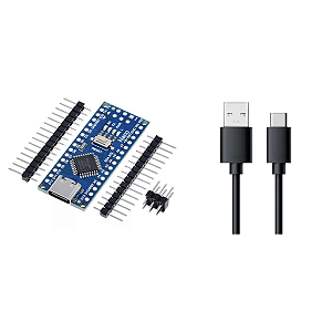 Placa Nano Tipo C Atmega328p Compatível Com Arduino + Cabo