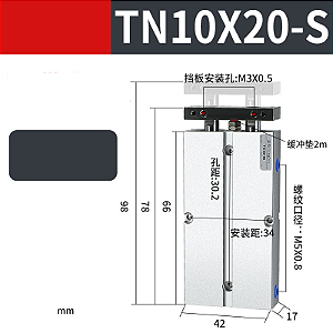 Cilindro Pneumático Atuador Linear Haste Dupla TN 10x20 NFe
