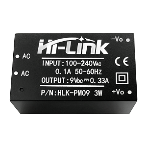 Mini Fonte Alimentação Tensão AC-DC 9V 3W HI-Link HLK-PM09