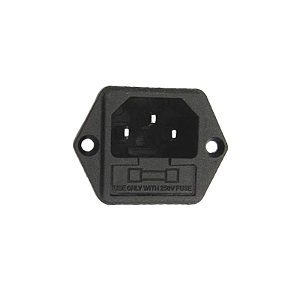 Tomada Ac-03 Painel Macho Tripolar Conector 3 Vias Fusível