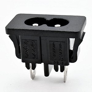Tomada Ac-027 Painel Macho Bipolar Conector 2 Vias Tipo Oito