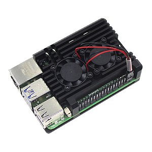 Case Para Raspberry Pi 5 Fans Duplo Metal Alumínio