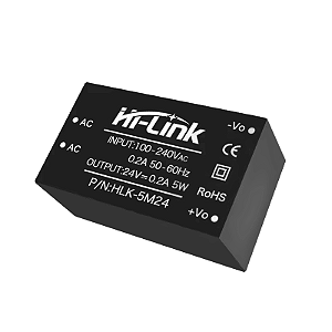 Mini Fonte Alimentação Tensão AC-DC 24V 5W Hi-Link HLK-5M24
