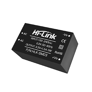 Mini Fonte Alimentação Tensão AC-DC 5V 3W Hi-Link HLK-5M03