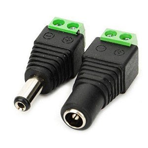 Kit Conector Macho Fêmea 2,1*5,5mm Fonte DC CFTV Plugue P4