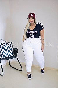 CONJUNTO BULDOG - BLUSINHA PRETA E CALÇA BRANCA