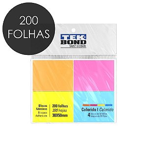Bloco Adesivo 4 Cores 38X50 4X50 Folhas