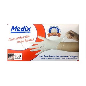 Luva Látex Descartável G Com 100 Unidades