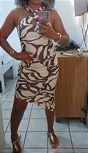 Vestido Nayara Estampado Marrom