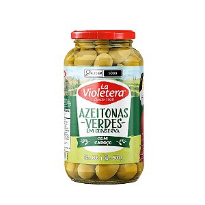 Azeitona Verde La Violetera Com Caroco Vidro 500Gr - Embalagem 12X500 GR - Preço Unitário R$24,30
