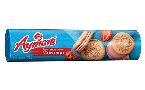 Biscoito Recheado Aymore Morango - Embalagem 48X120 GR - Preço Unitário R$2,31