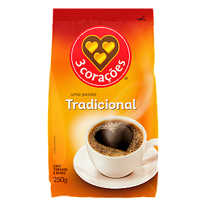 Cafe 3 Coracoes Tradicional 250Gr - Embalagem 20X250 GR - Preço Unitário R$16,00