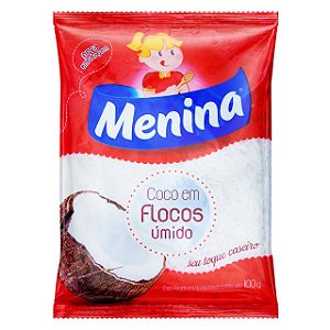 Coco Ralado Menina Flocos Umido Adoçado - Embalagem 24X100 GR - Preço Unitário R$3,85