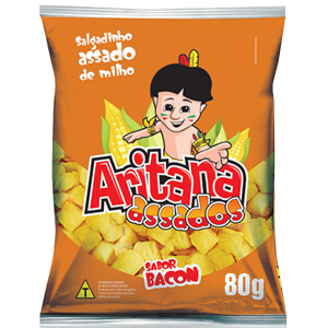 Salgadinho Tradicional Aritana Bacon - Embalagem 10X80 GR - Preço Unitário R$1,63