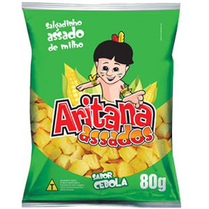 Salgadinho Tradicional Aritana Cebola - Embalagem 10X80 GR - Preço Unitário R$1,64