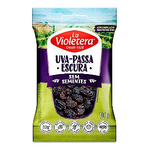 Uva Passa Seca Preta Sem Semente La Violetera Sache 100Gr - Embalagem 30X100 GR - Preço Unitário R$4,84