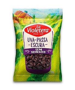 Passas Seca Preta Sem Semente La Violetera Sache - Embalagem 30X100 GR - Preço Unitário R$3,37