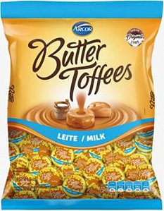 Bala Butter Toffees Arcor Leite - Embalagem 1X500 GR