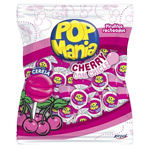 Pirulito Pop Mania Cherry - Embalagem 1X50 UN