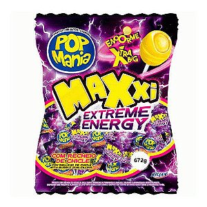 Pirulito Pop Mania Maxxi Energy - Embalagem 1X24 UN