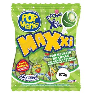 Pirulito Pop Mania Maxxi Maca Verde - Embalagem 1X24 UN