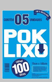 Saco De Lixo Pok Preto 100 Litros - Embalagem 25X5 UN - Preço Unitário R$2,06