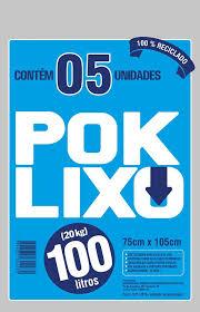 Saco Para Lixo Pok Preto 100 Litros - Embalagem 25X5 UN - Preço Unitário R$2,12