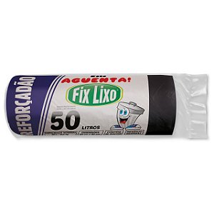 Saco Para Lixo Reforçado Rolo Fix Preto 50 Litros - Embalagem 12X30 UN - Preço Unitário R$14,3