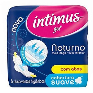 Absorvente Intimus Gel Cobertura Suave Normal Noturno Com Abas Com 8 Unidades - Embalagem 12X8 UN - Preço Unitário R$7,47